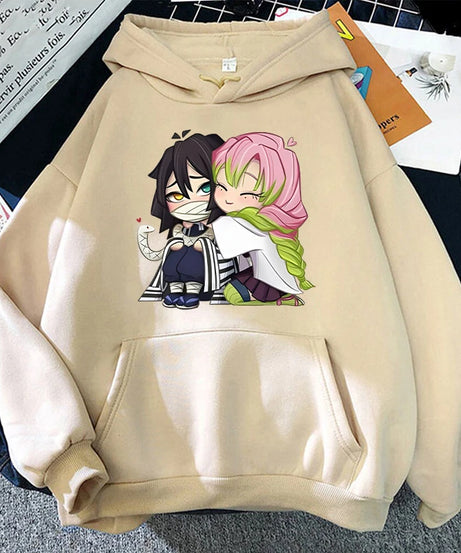 Hot Sale Autumn And Winter Fashion Long-Sleeved Outdoor Casual Loose Sweater Anime Kanroji Mitsuri Iguro Obanai Printing Hoodies