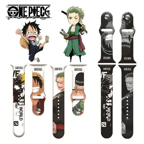 ONE PIECE Luffy Zoro Iwatch Strap Apple Watch Band for Iwatch 7 6 5 4 3 2 1 Se Anime Cartoon Kawaii Bracelet Replace Wristband