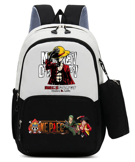 One Piece Luffy Zoro Backpack Kits Boy Student Usopp Chopper Anime Knapsack with Pencilcase Rucksack High-capacity Schoolbag