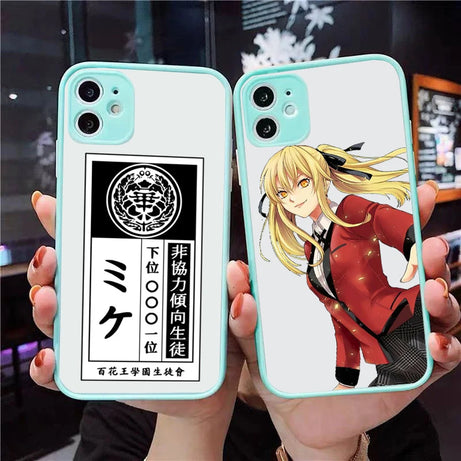 Anime Kakegurui Jabami Yumeko Cellphone Bumper Clear Matte PC Back Phone Case For iphone 11 12 13 14 Pro XS Max 7 8 14 Plus X XR