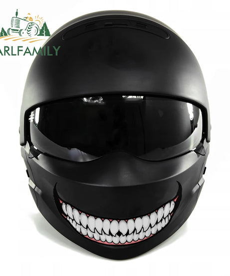 EARLFAMILY 13cm For Scary Devil Tooth Helmet Car Stickers RV JDM Motorcycle Decal Waterproof Camper Van Funny Car Accessories