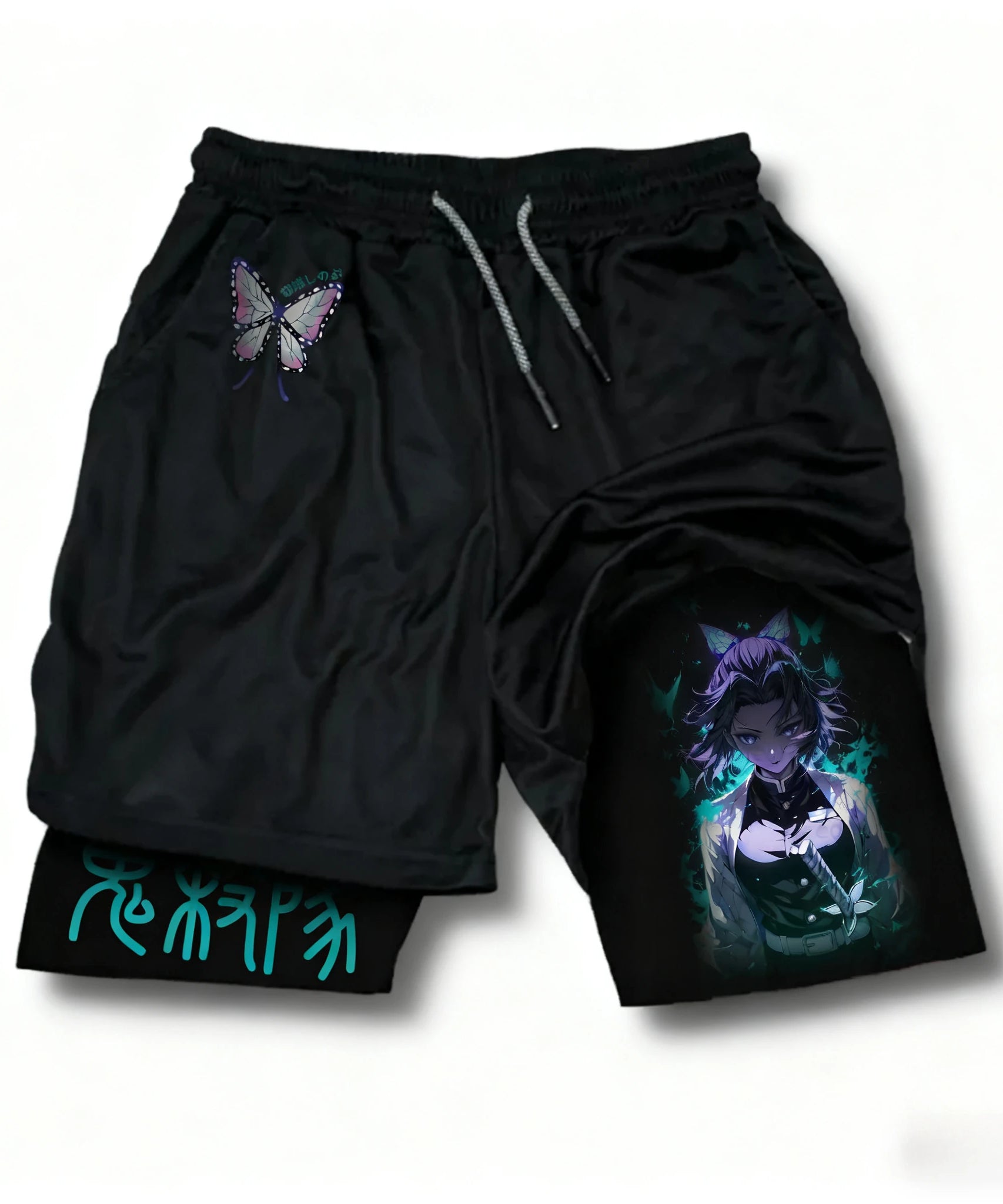 Demon Slayer Anime New Printed Sports Shorts Summer Men's and Women's Fashion Fitness Swimming Hiking 2-in-1 Sports Shorts
