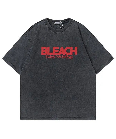 Anime Tshirts Men Women Bleach Zaraki Kenpachi Printed Acid T-Shirt Cotton Graphic Punk Harajuku Tees Men's Clothing