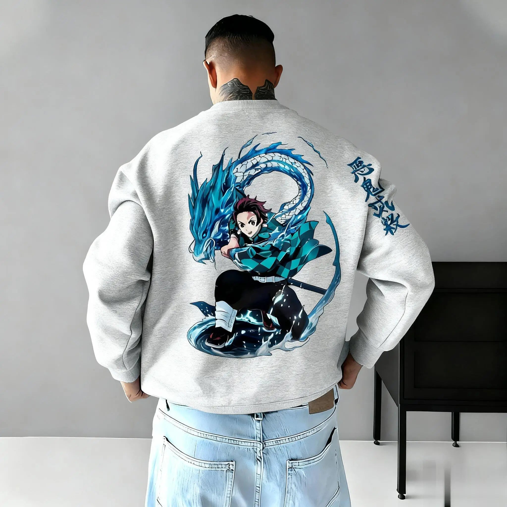 Oversized Demon Slayer Jacket Men Women Hooded Anime Print Coat Outdoor Streetwear Pullover Sweatshirt Casual Autumn Winter New