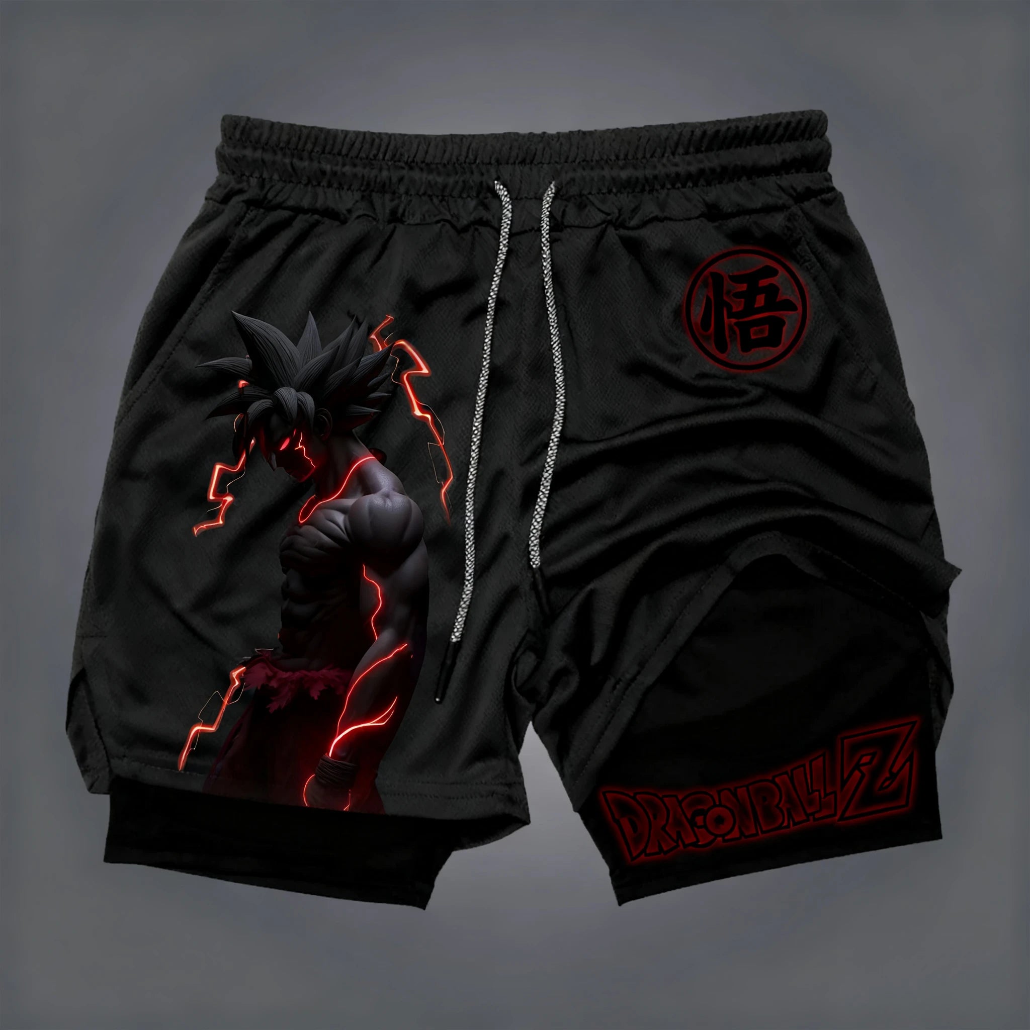 Dragon Ball Anime Joint Sports Double Layer Shorts Men's Summer New Fitness Swimming Sweat Absorbing Quick Drying 2-in-1 Shorts