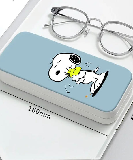 Snoopy Girl Korean Fresh Student Cute Disney Fashion Simple Anti-fall Portable Anti-Stress Folding Glasses Case