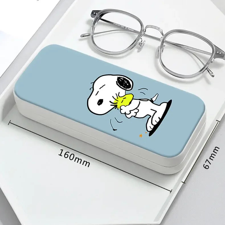 Snoopy Girl Korean Fresh Student Cute Disney Fashion Simple Anti-fall Portable Anti-Stress Folding Glasses Case