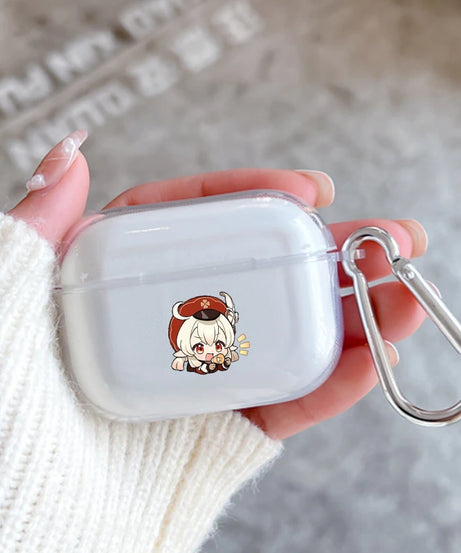 Genshin Impact Anime With Hook Case For AirPods 2 3 1 Cases For Apple AirPods Pro 2 Coque Transparent TPU Earphone Cover