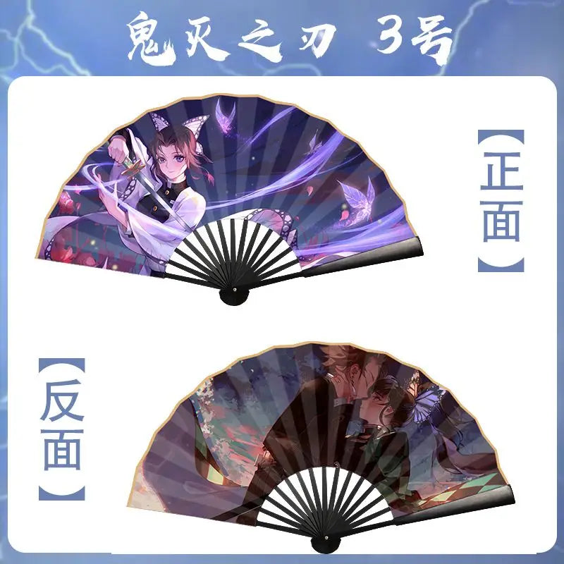 Demon Slayer double-sided character silk 10-inch folding fan, anime , stylish and personalized, birthday gift for friends