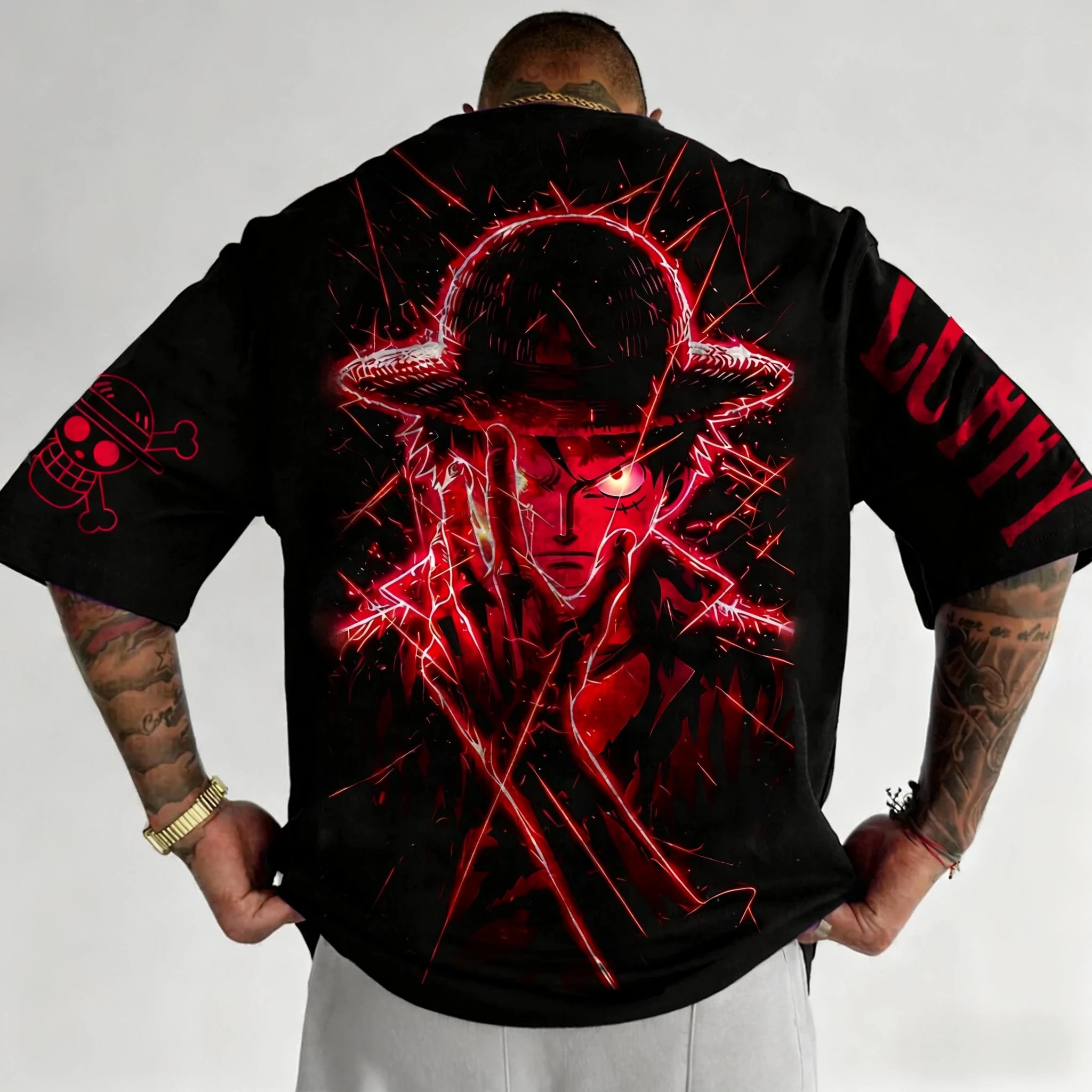 One Piece Luffy Anime Joint T-shirt Street Summer New Men's Harajuku Loose Casual Children's Parent Child Clothing Top