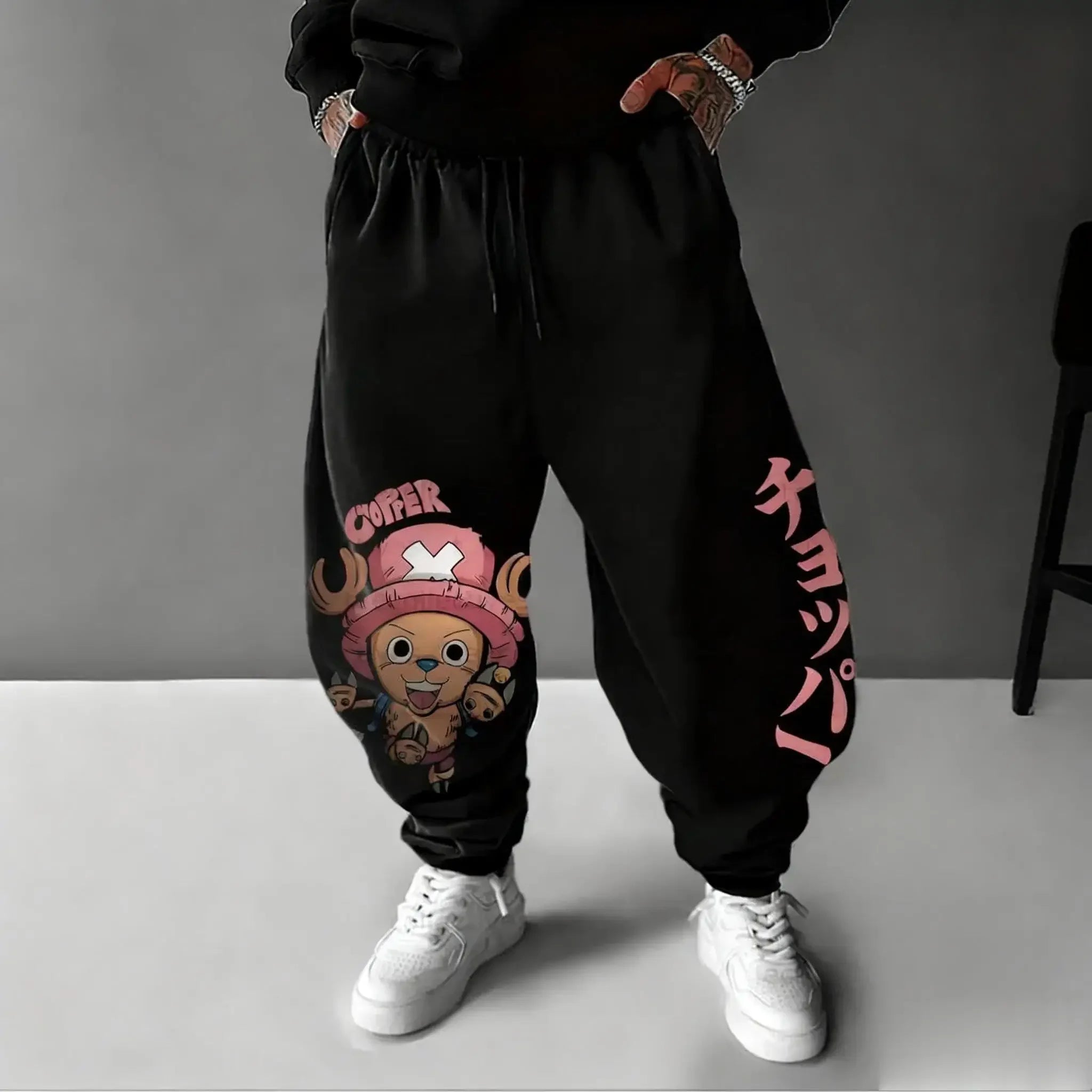 Streetwear One Piece Anime Men Joggers Pants Luffy Graphic Print Sweatpants Loose Casual Sportswear Spring Autumn Trousers