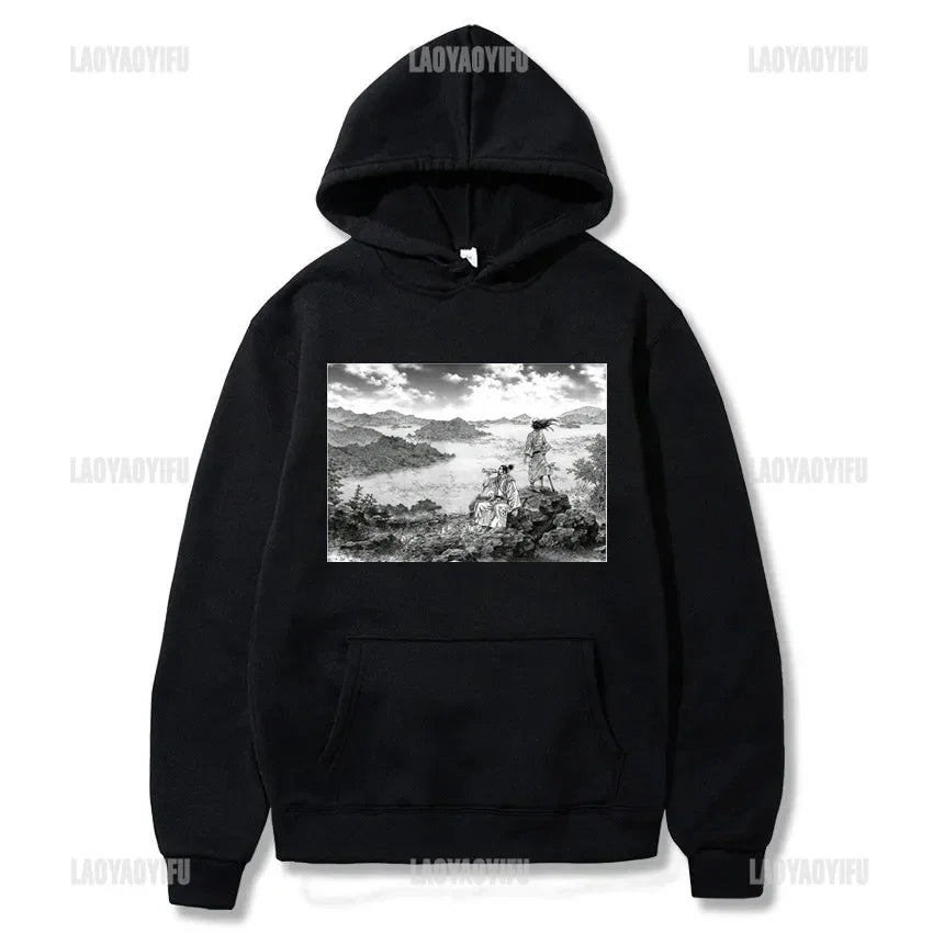 Manga VAGABOND Miyamoto Musashi Print Man Hoodies Acg Fans Streetwear Hipster Otaku Clothing Casual Girl Sweatshirts