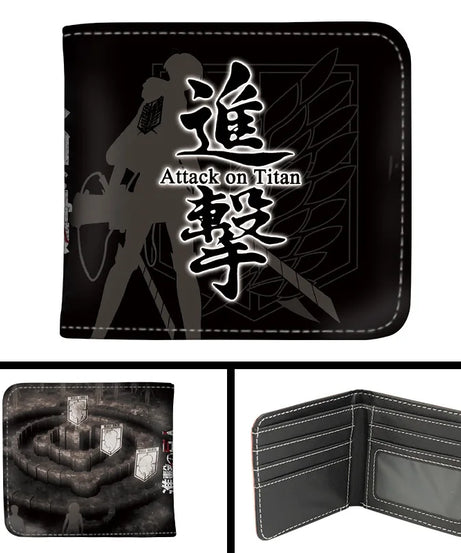 Attack on Titan Short Men Wallet Levi Survey Corps Men's Women's Coin Purse Scout Regiment Money Bag