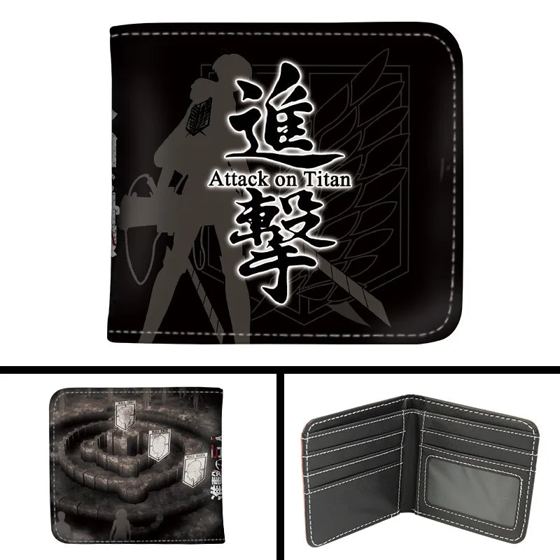Anime Attack on Titan Short PU Leather Wallet Cute Synthetic Bifold Purse Gift for Manga Fans