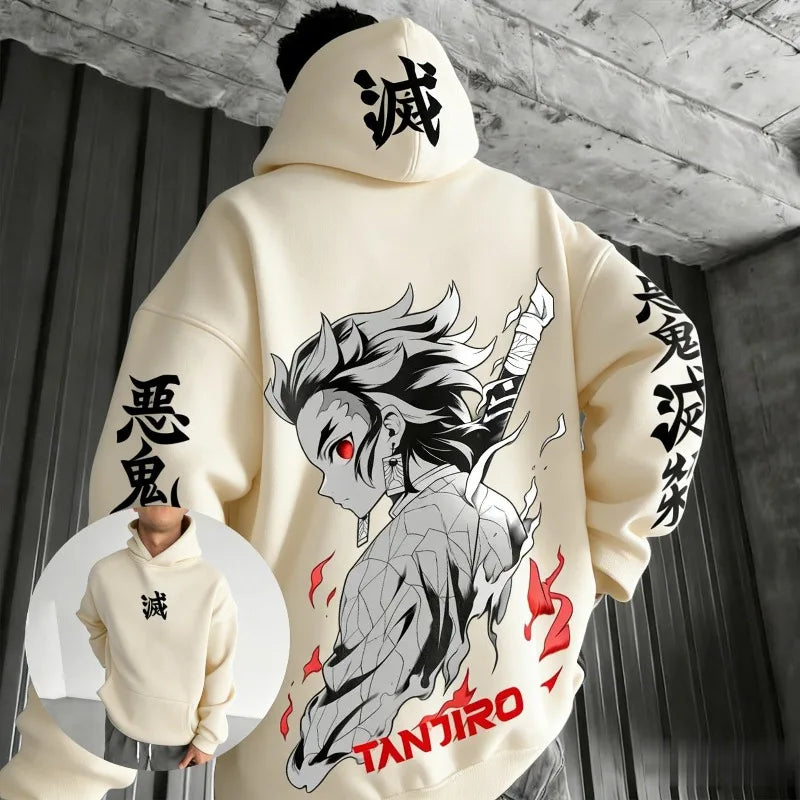 Anime Demon Slayer Tanjiro Hoodie – Cotton Graphic Streetwear Pullover for Men & Women 2