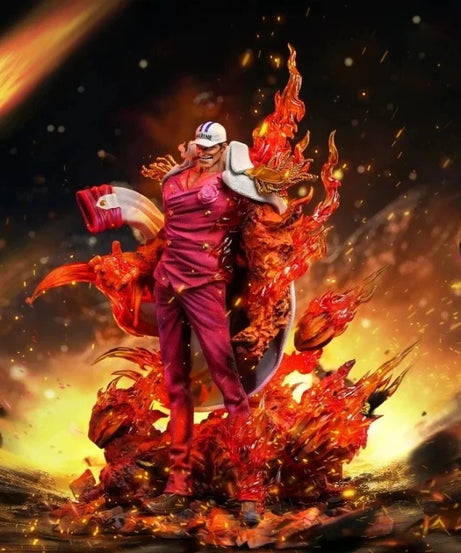 34cm One Piece Red Dog Sakazuki Light-Up Action Figures Navy Admiral Resin Statue Collectible Anime Model Toy Desk Ornament Gift