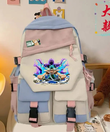 anime One Piece Luffy Zoro anime backpack large capacity student school bag male campus Korean version backpack birthday gift