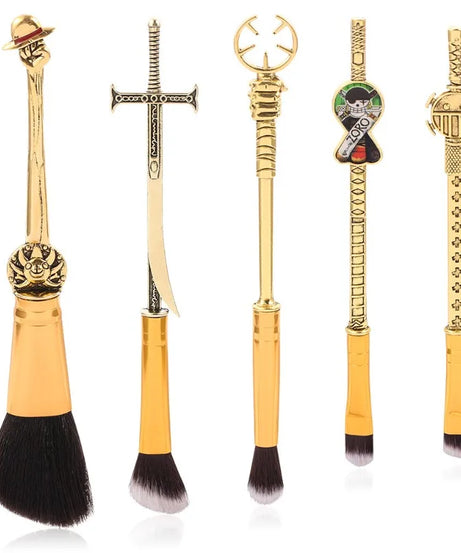 Hot Sales 5pcs Anime ONE PIECE Makeup Brushes Set Cosplay Luffy Blush Nose Eye Shadow Eyebrow Brush Figures Zoro Ghost Cosmetic