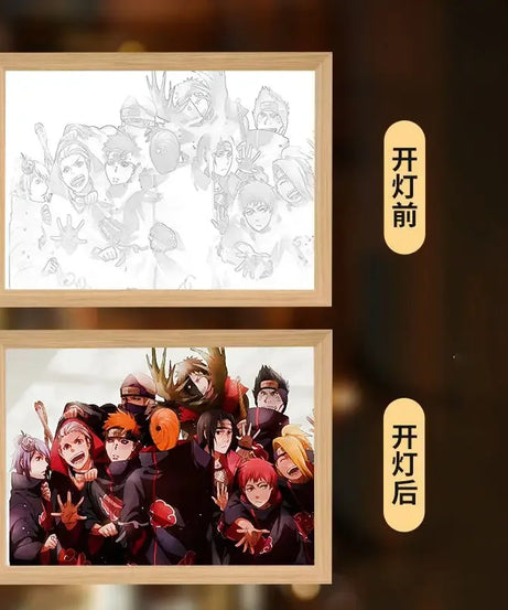 Naruto light painting Kakashi Sasuke Uchiha Madara anime bed head light bedroom creative personality night light holiday gift