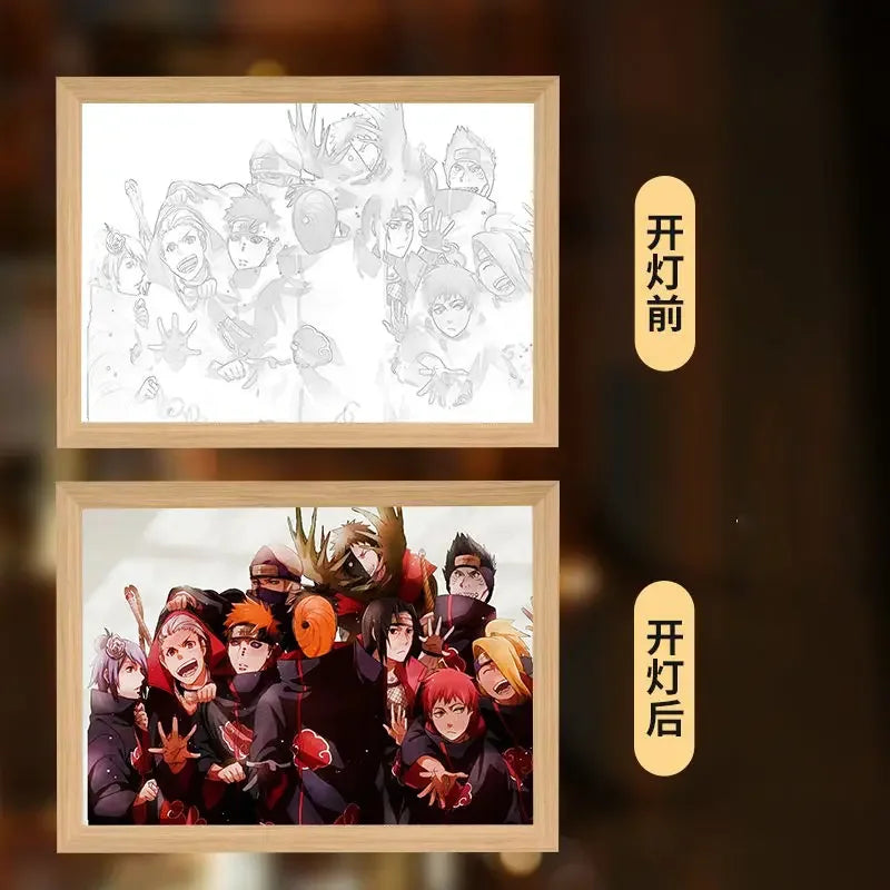 Naruto light painting Kakashi Sasuke Uchiha Madara anime bed head light bedroom creative personality night light holiday gift