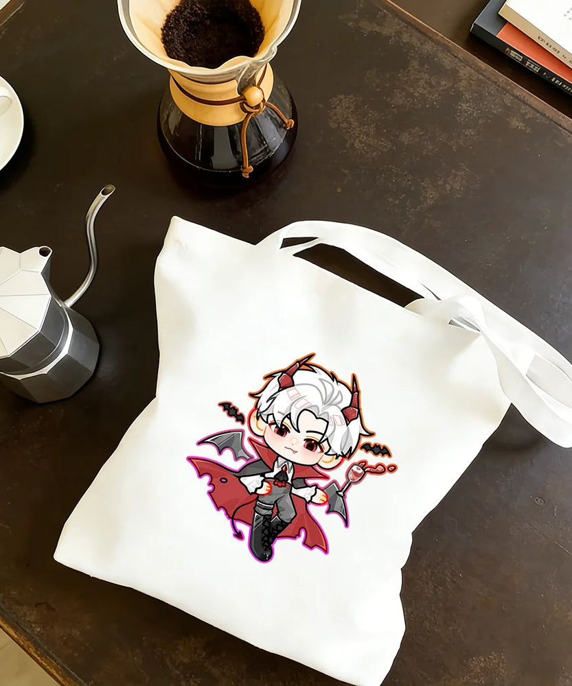 Love and Deepspace Sylus Cute Devil Print Canvas Bag 30x35/35x40CM Anime Cosplay Qinche Handbag Game Fans Gift New