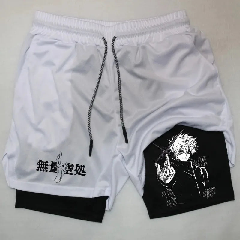 Jujutsu Kaisen Satoru Gojo 2-in-1 Compression Gym Shorts – Quick-Dry Activewear 6
