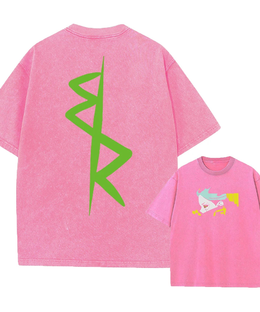 Cyberpunk Acid Anime Tee – Vintage Washed Streetwear Unisex T-Shirt