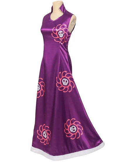 Boa Hancock Cosplay Costume Anime Kimono Purple Dress Cheongsam Cloak Women Halloween Fancy Dress Cheongsam Uniform Suits