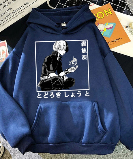 New Anime Todoroki Shoto Print Hooded Fashion Women Girl Sweatshirt Long Sleeve Casual Tops Harajuku Sweatshirt