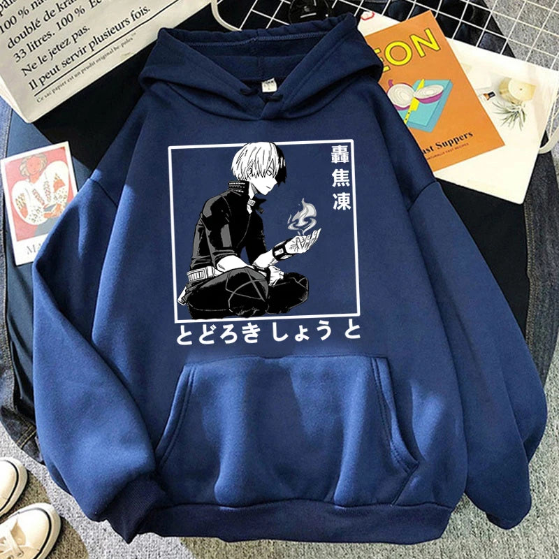 New Anime Todoroki Shoto Print Hooded Fashion Women Girl Sweatshirt Long Sleeve Casual Tops Harajuku Sweatshirt