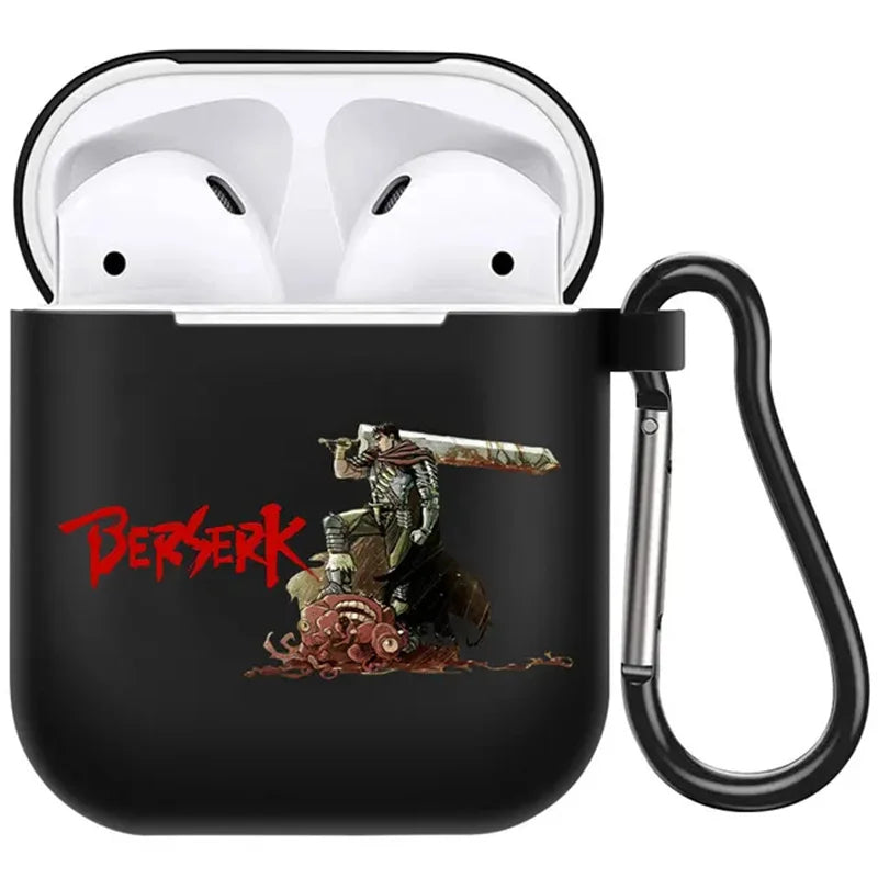 anime Berserk Guts Zodd Earphone Case For AirPods4 1 2 3 Pro Black Soft silicone wireless Bluetooth headphone case