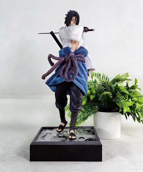 35cm Ninja Uchiha Sasuke Mantra Seal Rebirth Anime Light Up Figure Collection Model Toy PVC Statue Desktop Ornament Toy Boy Gift