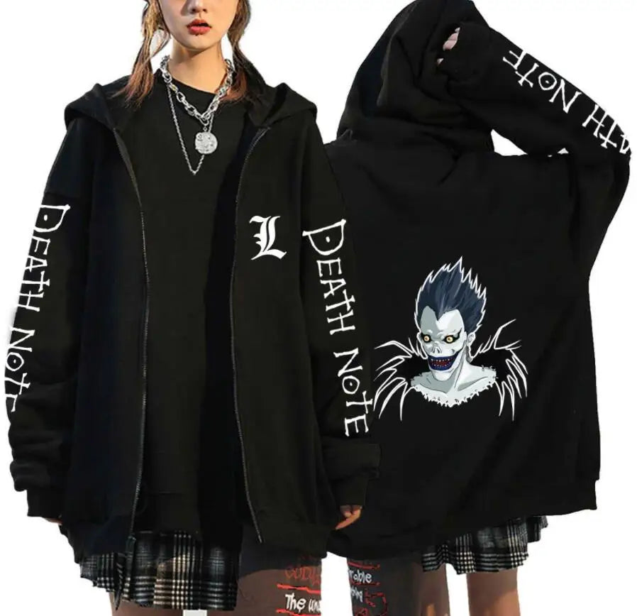 Death Note Gothic Graphic Zip-Up Hoodie Harajuku Streetwear Fleece Jacket 8