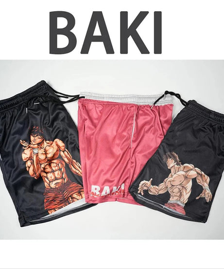 Baki Hanma Anime Shorts – Men's Streetwear Beach Shorts with Elastic Waist