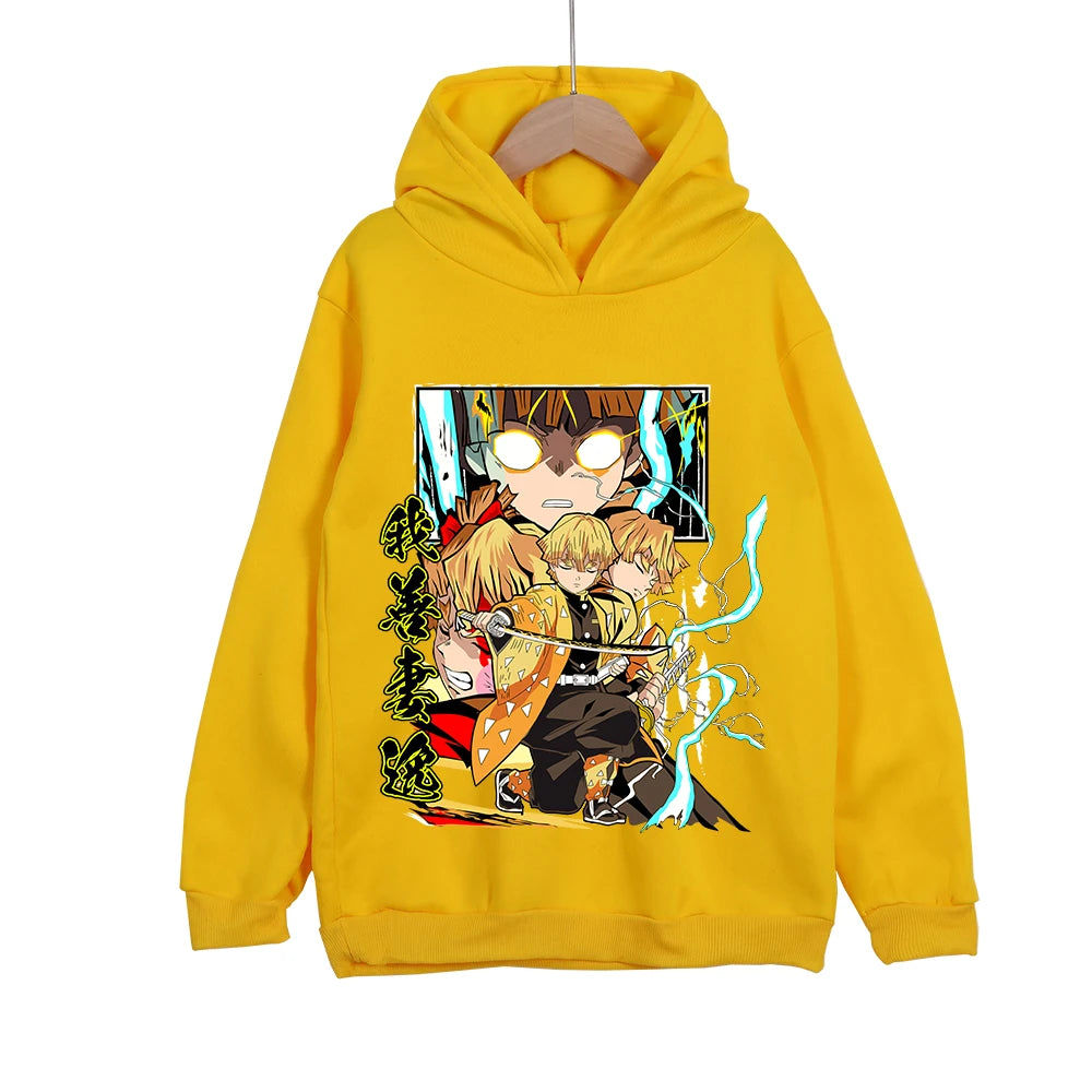 Kids Zenitsu Agatsuma Anime Cotton Hoodie – Pullover Sweatshirt Cosplay Costume 5