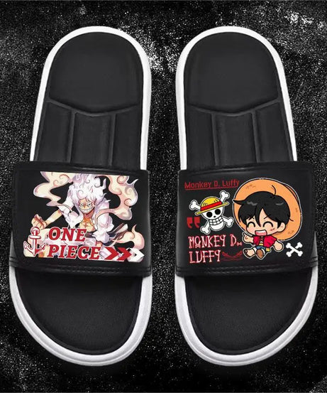 One Piece Anime Luffy Zoro Nami Pattern New Slippers Men and Women Fashionable Flat Outdoor Comfortable Sandals Gift