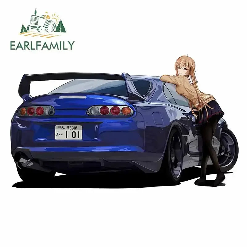 EARLFAMILY 13cm For ILLEGALSTREET X ANIME Window Fine Decal Sunscreen Car Sticker Anime Car Accessories Decoration