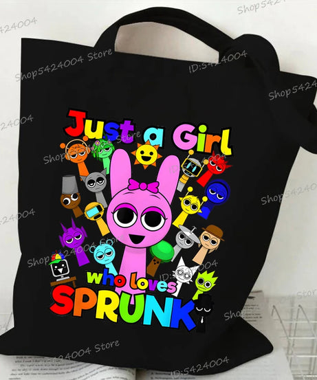 Anime Sprunki Incredibox Game Handbags Women Men Large Capacity No Zipper Canvas Tote Bag Sprunki Figure Shoulder Bag