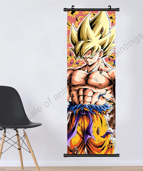Dragon Ball Z Hanging Canvas Scroll – Goku, Vegeta & Frieza Anime Wall Art