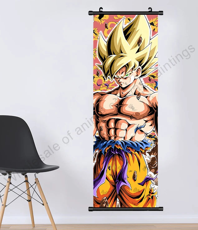 Dragon Ball Z Hanging Canvas Scroll – Goku, Vegeta & Frieza Anime Wall Art
