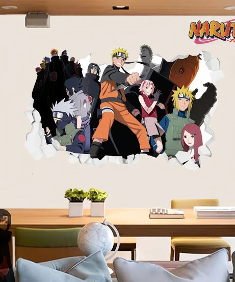 Naruto 3D Stereoscopic Wall Sticker Personality Naruto Student Dormitory Poster Wallpaper Self Adhesive Interior Decoration
