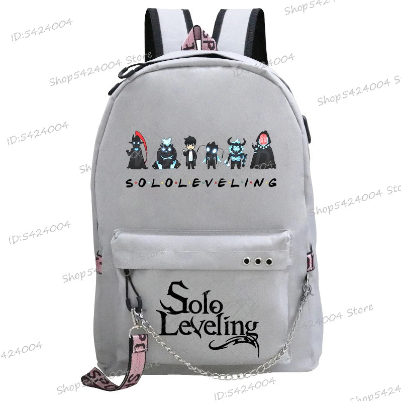 Cute Funny Solo Leveling Anime School Backpack for Teenager Bookbag Fashion Student Zipper Travel Rucksack Women Men Back Pack