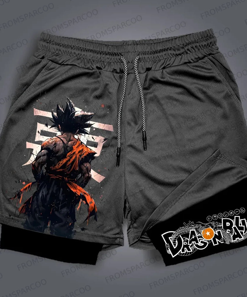 Retro Dragon Ball Shorts Wukong Art Official Men's Quick Drying Pants Summer Fashion Sports Double Layer Pants Y2K