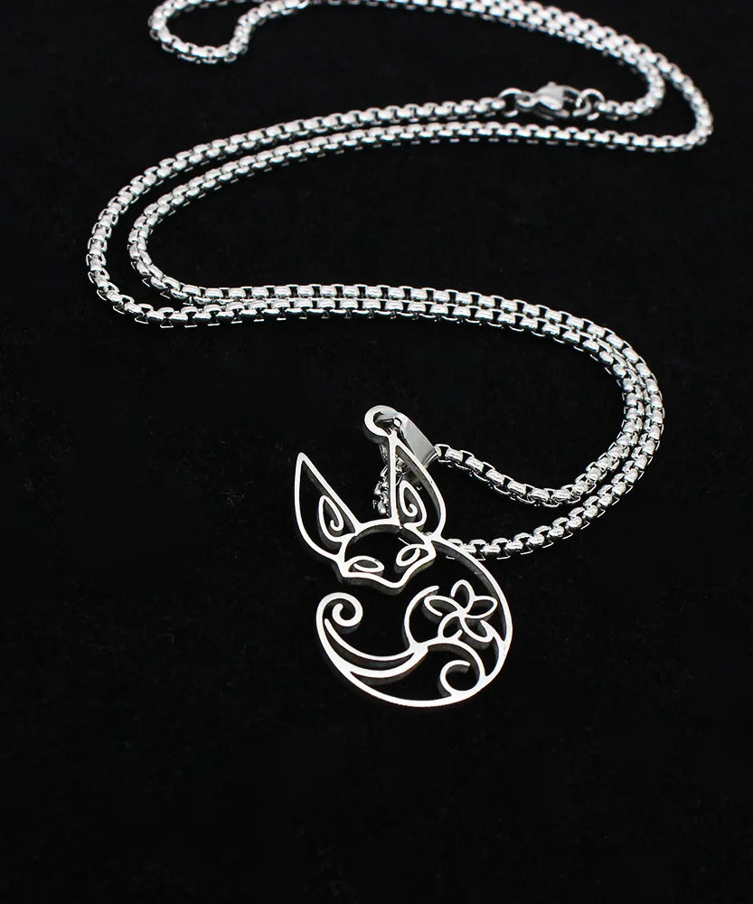 Anime Game Genshin Impact Tighnari Fox Necklace Stainless Steel Cosplay Accessories Cute Pendant Sweater Chain Jewelry