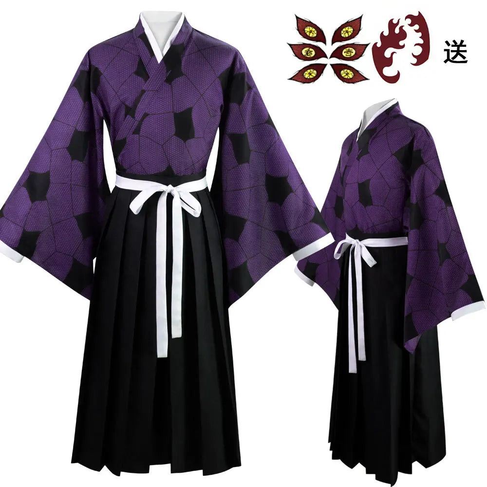Anime Demon Slayer Kokushibo Cosplay Costume – Kimono & Wig Set 7
