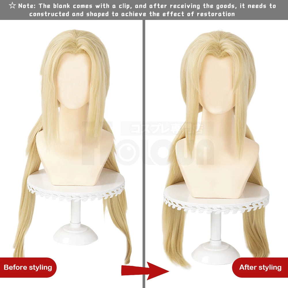 Anime Tsunade Cosplay Wig – Blonde Styled Synthetic Heat Resistant Wig with Wig Cap 6
