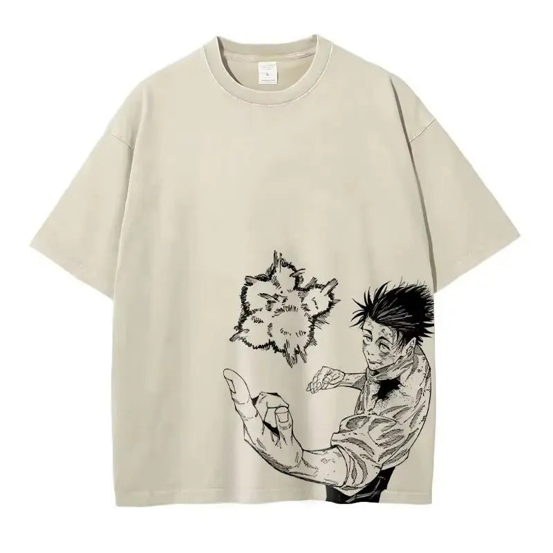 Jujutsu Kaisen Anime Men Women T Shirt Cotton Streetwear Vintage Washed Graphic Print Short Sleeve Tee Casual Tops Summer