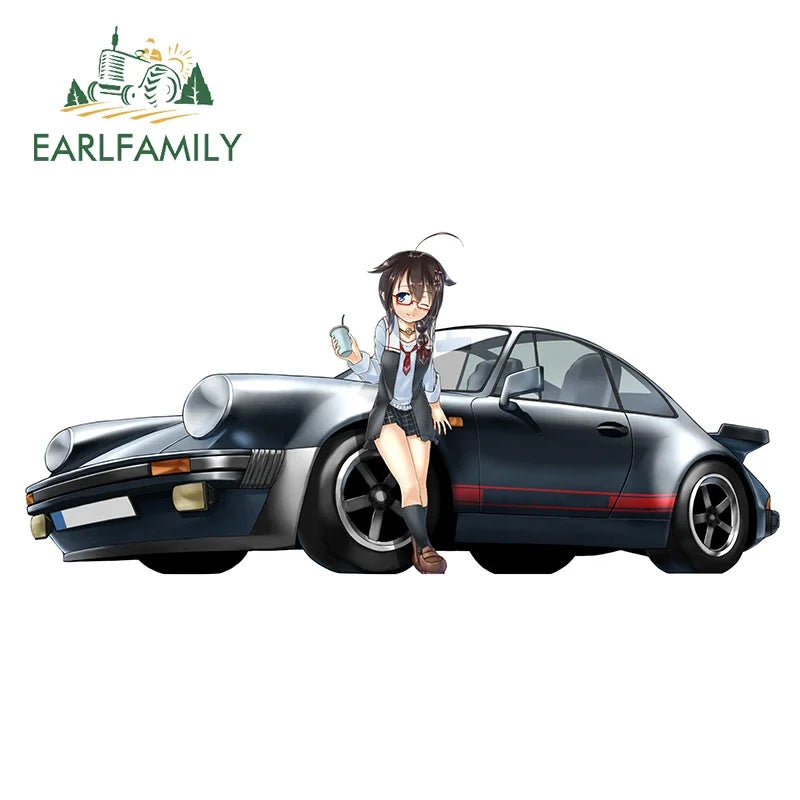 EARLFAMILY 13cm For ILLEGALSTREET X ANIME Window Fine Decal Sunscreen Car Sticker Anime Car Accessories Decoration