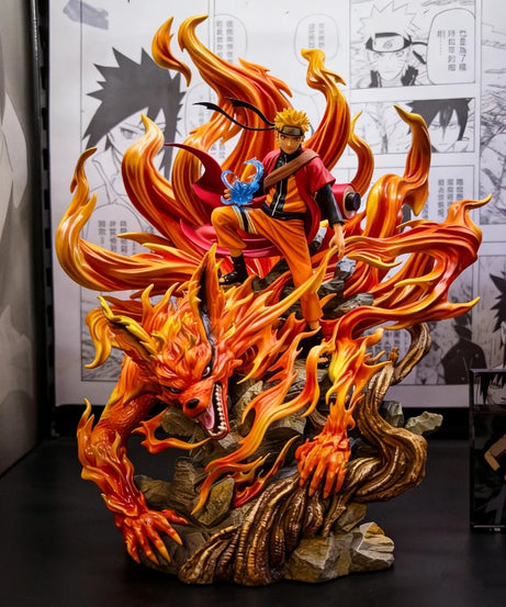 41cm Anime Figure Naruto GK Sennin Mode Naruto Kurama Action Figure Ten Years Hundred Ninja Statue Collect Model Toy Decor Gift