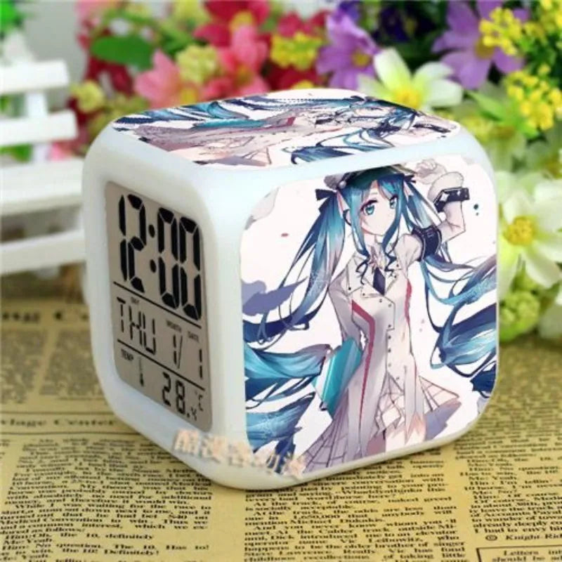 Hatsune Miku Colorful Light-Up Alarm Clock Anime Cute Personalized Creative Student Alarm Birthday Gift for Girls